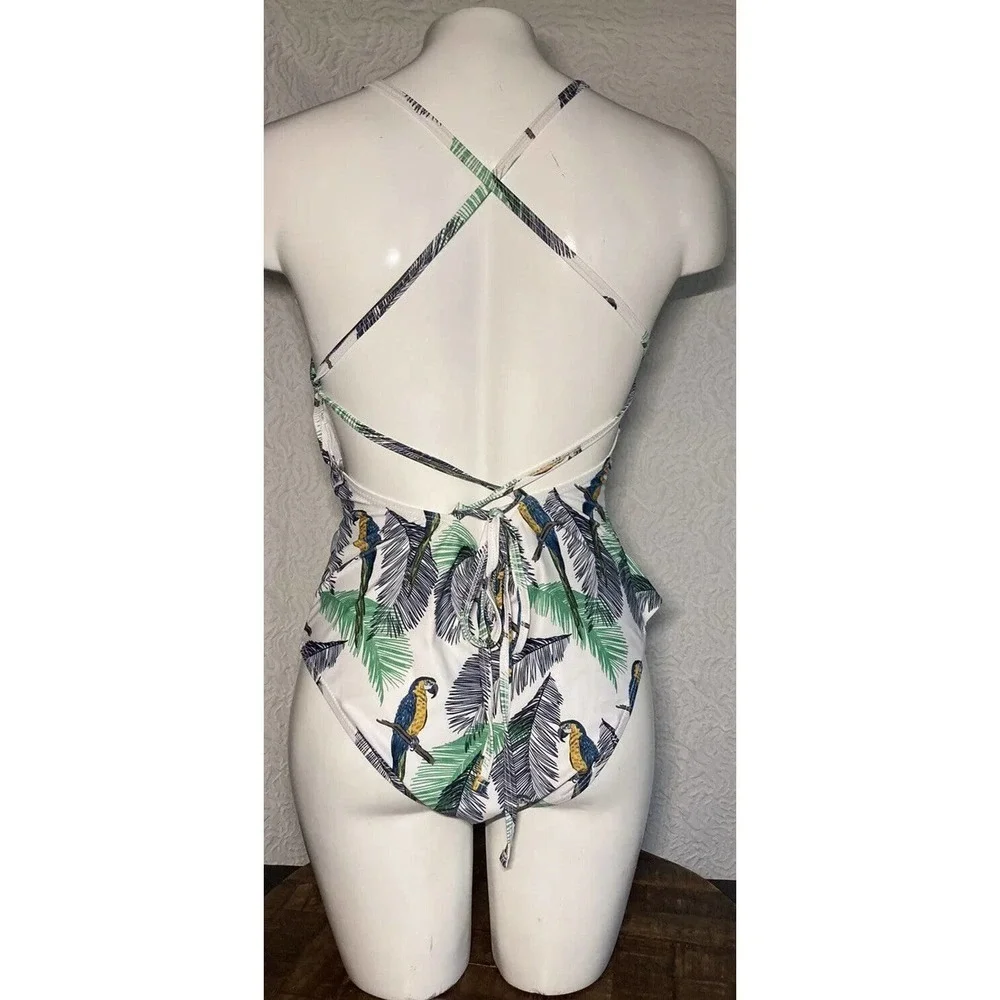 Eomenie Swimsuits Womens Birds Tropical Print One Piece Bathing Suits Small